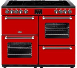 BELLING  Kensington 100E Electric Ceramic Range Cooker - Red & Chrome